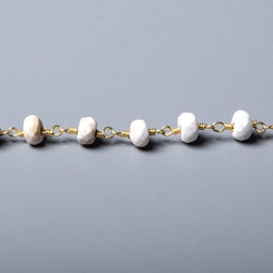 5.5-6mm Matte Tan Agate faceted rondelle Gold Chain by the foot 31 pcs (ONLINE ORDER ONLY)