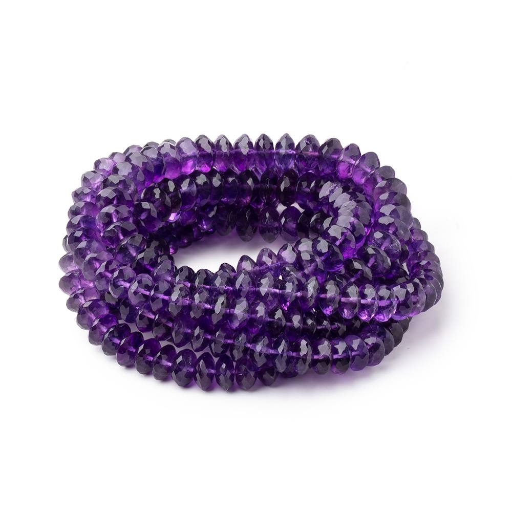 5.5-9mm Amethyst German Faceted Rondelles 16 inch 85 Beads (ONLINE ORDER ONLY)