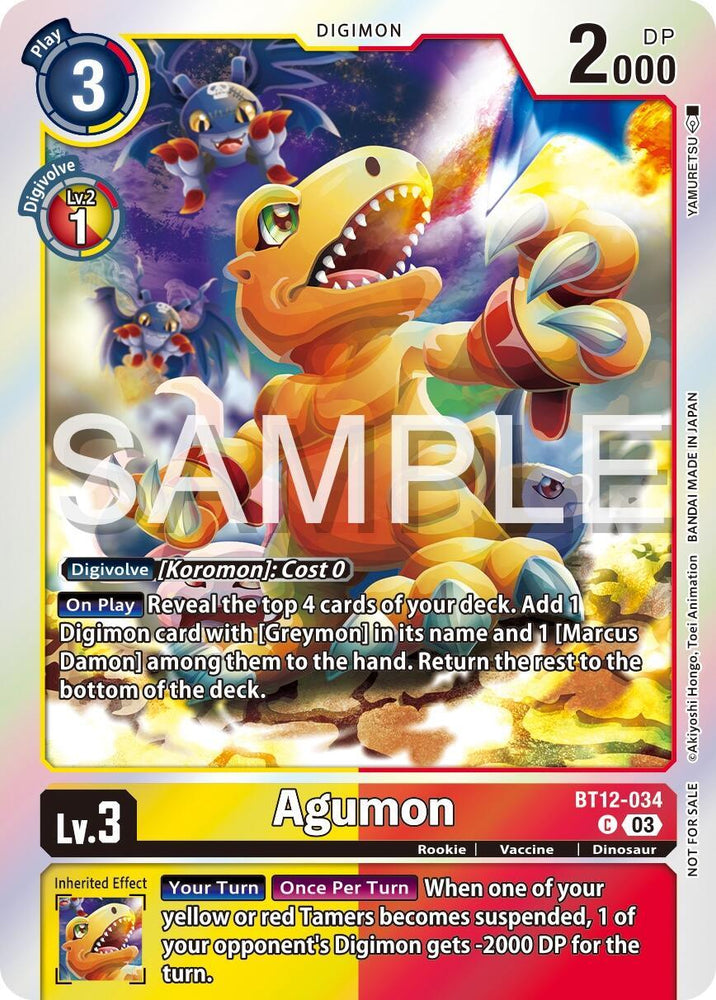 Agumon [BT12-034] (Official Tournament Vol.13 Winner Pack) [Across Time Promos] (ONLINE ORDER ONLY)