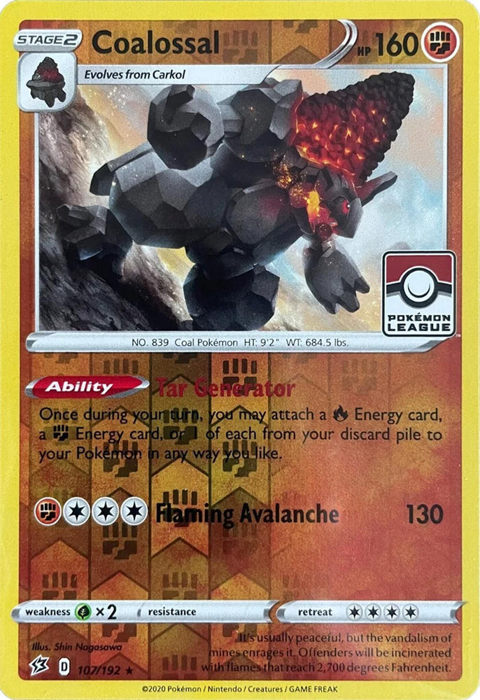 Coalossal (107/192) (League Promo) [Sword & Shield: Rebel Clash] (Online Only)