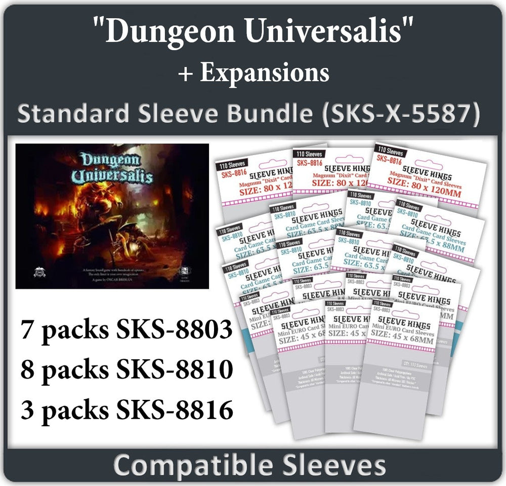 "Dungeon Universalis"+ Expansions Compatible Sleeve Bundle (8803 X 7, 8810 X 8, 8816 X 3) (ONLINE ORDER ONLY)