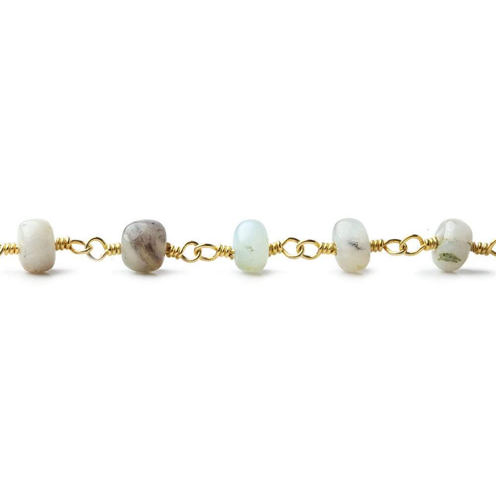 5.5mm Blue Peruvian Opal Plain Rondelle Gold plated Chain by the foot (ONLINE ORDER ONLY)