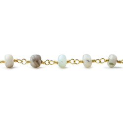 5.5mm Blue Peruvian Opal Plain Rondelle Gold plated Chain by the foot (ONLINE ORDER ONLY)