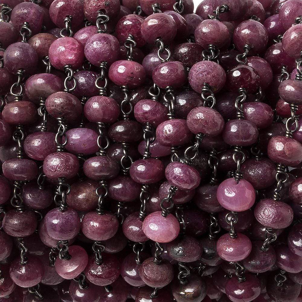 5.5mm Ruby plain rondelle Black Gold .925 Silver Chain 22 inches (ONLINE ORDER ONLY)