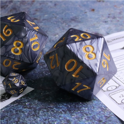 55mm Titan d20 (Black with Gold) Huge d20 for DND RPG (Online Only)