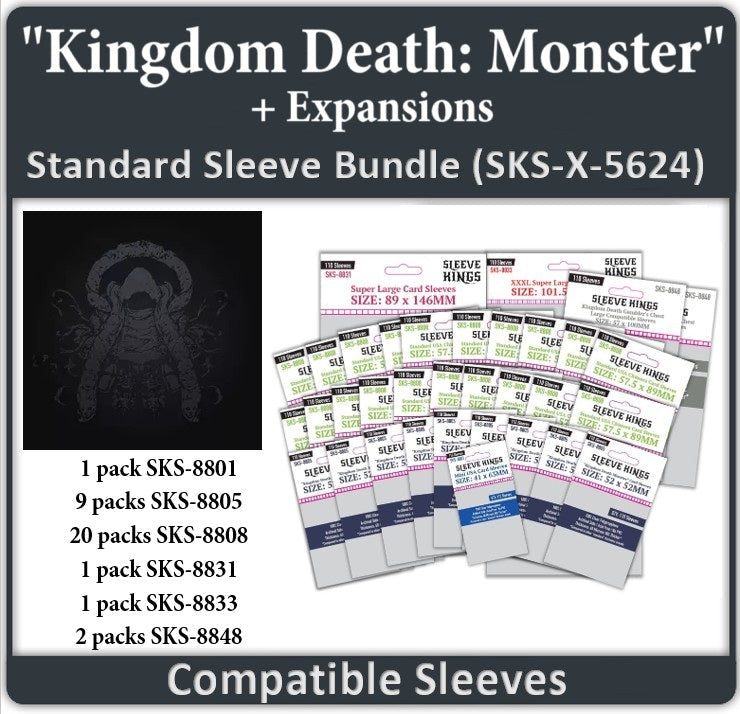 "Kingdom Death Monster" + Expansions Compatible Card Sleeve Bundle (8801 x 1, 8805 X 9 + 8808 X 20 +8831 X 1 + 8833 X 1, 8848 x 2) (ONLINE ORDER ONLY)