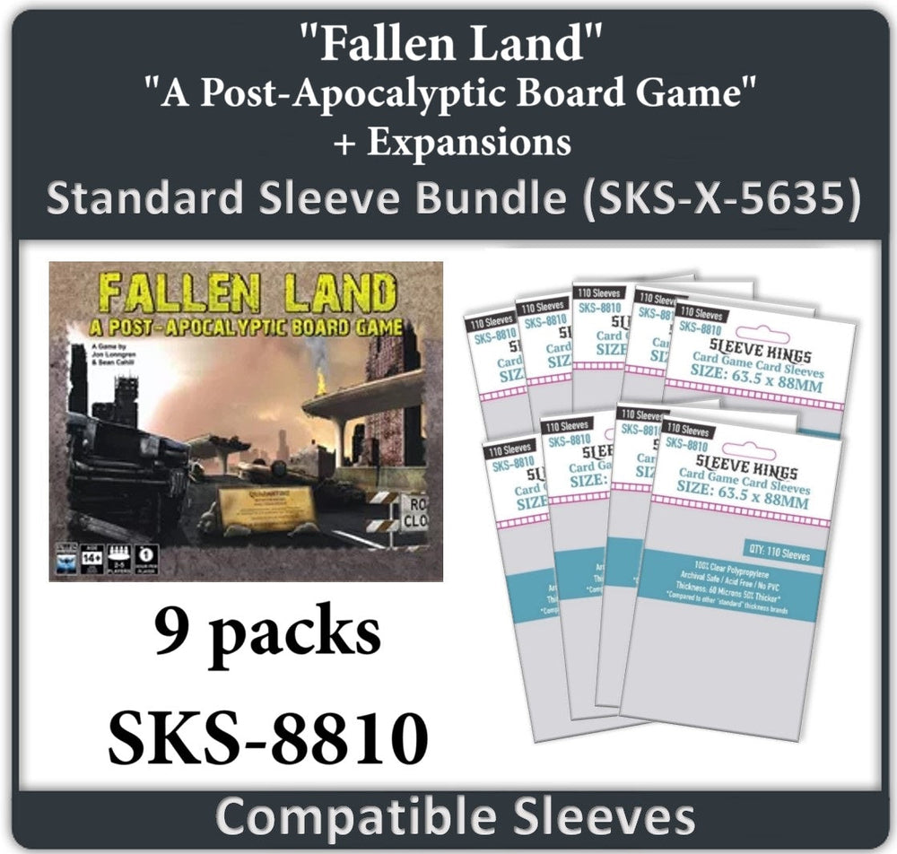 "Fallen Land: A Post Apocalyptic Board Game" + Expansions Compatible Card Sleeve Bundle (8810 X 9) (ONLINE ORDER ONLY)