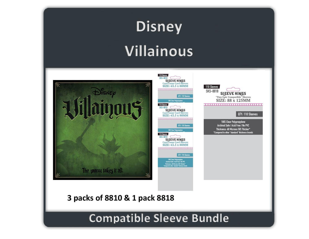 "Disney Villainous: The Worst Takes it All" Compatible Sleeve Bundle (8810 X 3 + 8818 x 1) (ONLINE ORDER ONLY)