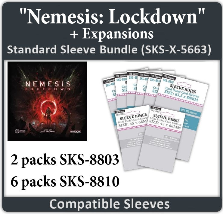 "Nemesis: Lockdown" + Expansions Compatible Sleeve Bundle (8803 X 2, 8810 X 6) (ONLINE ORDER ONLY)