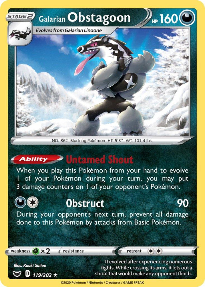 Galarian Obstagoon (119/202) (Theme Deck Exclusive) [Sword & Shield: Base Set] (Online Only)