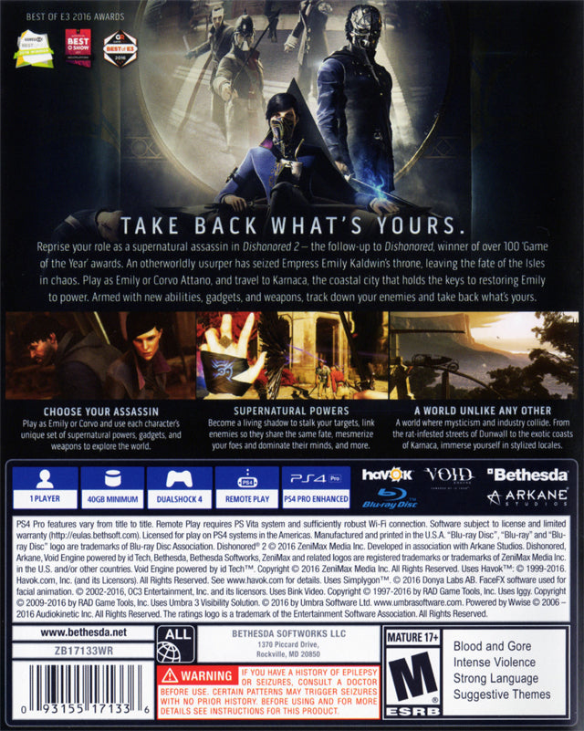 Dishonored 2 Bundle [Game + Strategy Guide] (Playstation 4) (Online Only)