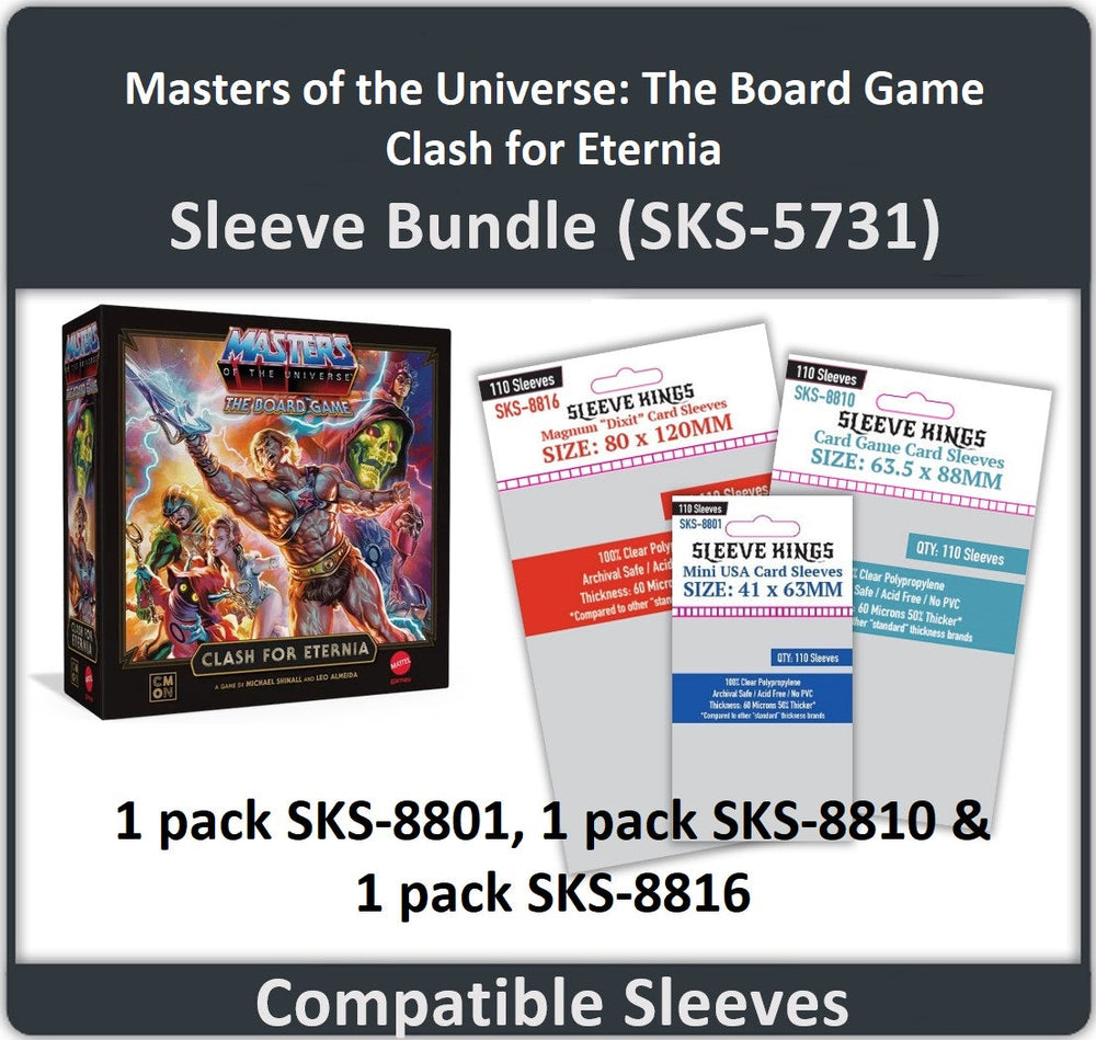 "Masters of the Universe: The Board Game- Clash for Eternia" Compatible Card Sleeve Bundle (8801 X1, 8810 X1, 8816 X1) (ONLINE ORDER ONLY)