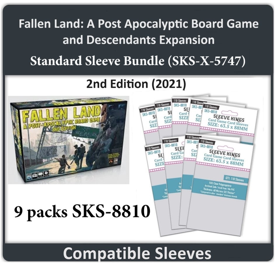 "Fallen Land: A Post Apocalyptic Board Game – 2nd Edition + Descendants" Expansion (2023) Compatible Card Sleeve Bundle (8810 x 9) (ONLINE ORDER ONLY)