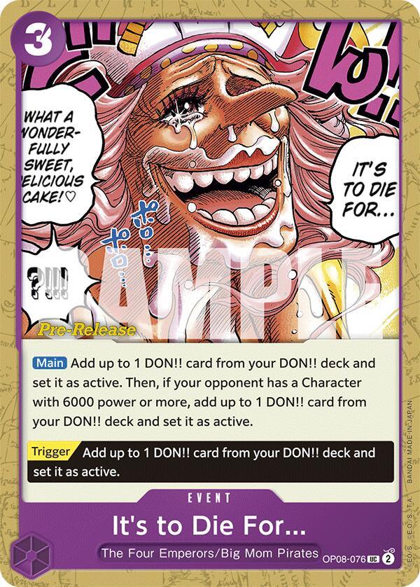 It's to Die For [Two Legends Pre-Release Cards] (ONLINE ORDER ONLY)