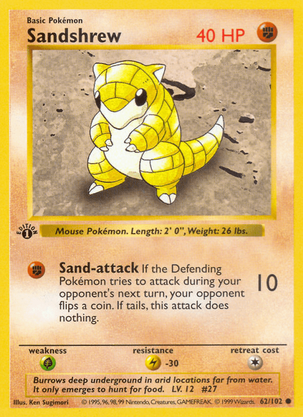 Sandshrew (62/102) (Shadowless) [Base Set 1st Edition] (Online Only)