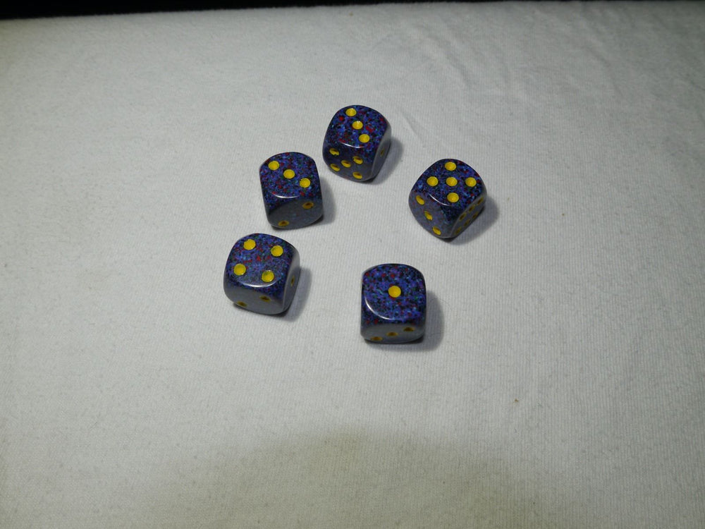 Twilight Speckled 16mm D6 RPG Chessex Dice Blue/ Yellow