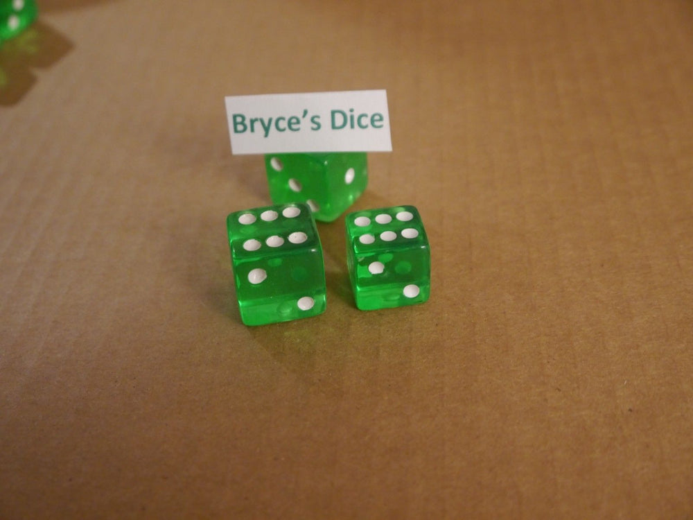 NEW Set of 5 Green Transparent Large Casino Size 19mm Dice Green Great Quality (Online Only)