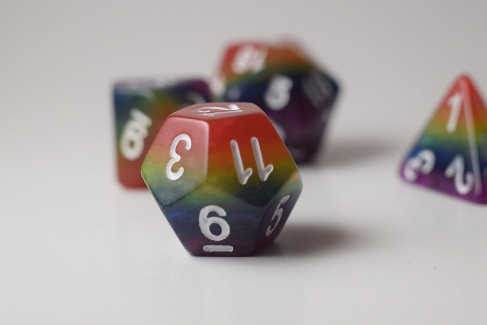 New Rainbow Aurora Poly Dice Set Blue Green Yellow Orange Red Purple (7) RPG DnD (Online Only)