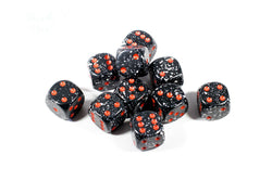 Space Speckled 16mm D6 Pipped | Black/White/Red (sold per die) (Online Only)