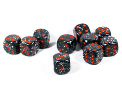Space Speckled 16mm D6 Pipped | Black/White/Red (sold per die) (Online Only)