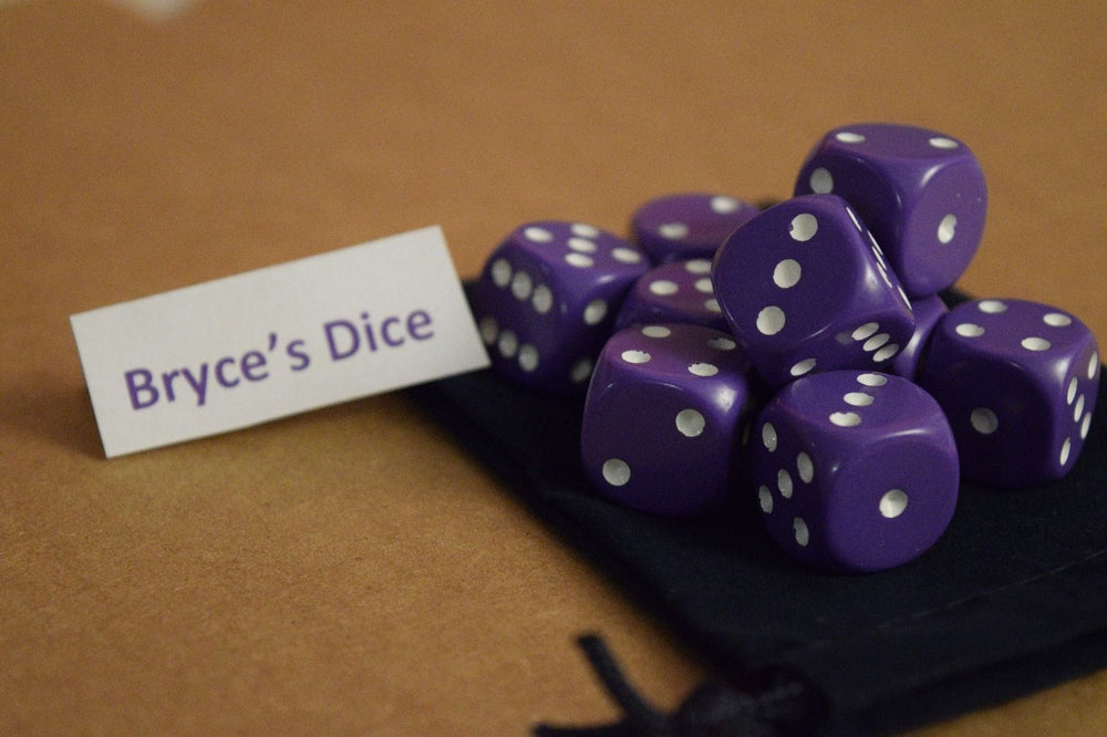 Opaque 16mm D6 RPG Chessex Dice (10 Dice) - Purple - Opaque Purple w/ White Pips (Online Only)