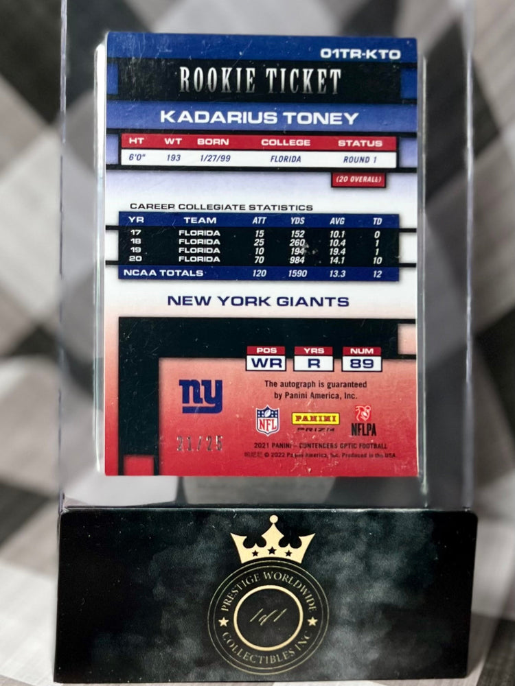 Kadarius Toney 2021 Contenders Optic Rookie Ticket Auto 21/25 #O1TR-KTO (ONLINE ORDER ONLY)