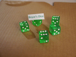 NEW Set of 5 Green Transparent Large Casino Size 19mm Dice Green Great Quality (Online Only)