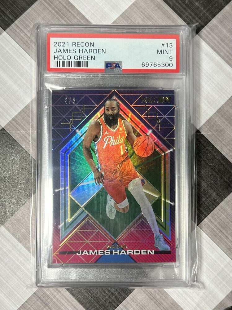 JAMES HARDEN 2021 Panini Recon NBA Holo Green #13 #d /5 PSA 9 - POP 1 - 76ers🔥 (ONLINE ORDER ONLY)
