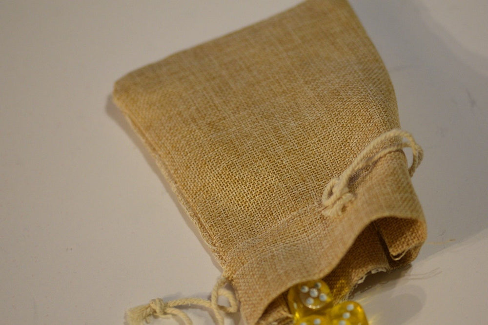 Burlap w/ Ivory Lace Gift Bag Cards RPG Game Dice Bag Counter Pouch 5" x 6.5" (Online Only)