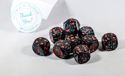 Space Speckled 16mm D6 Pipped | Black/White/Red (sold per die) (Online Only)