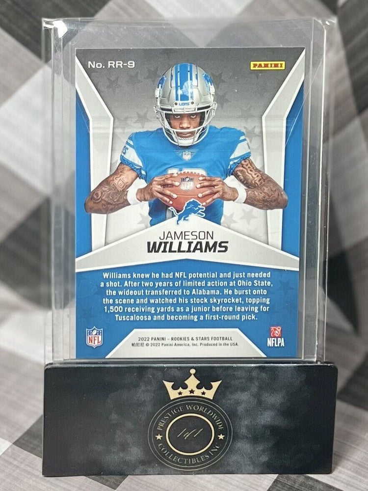 Jameson Williams 2022 Panini Rookies & Stars Rookie Rush #RR-9 Detroit Lions RC (ONLINE ORDER ONLY)