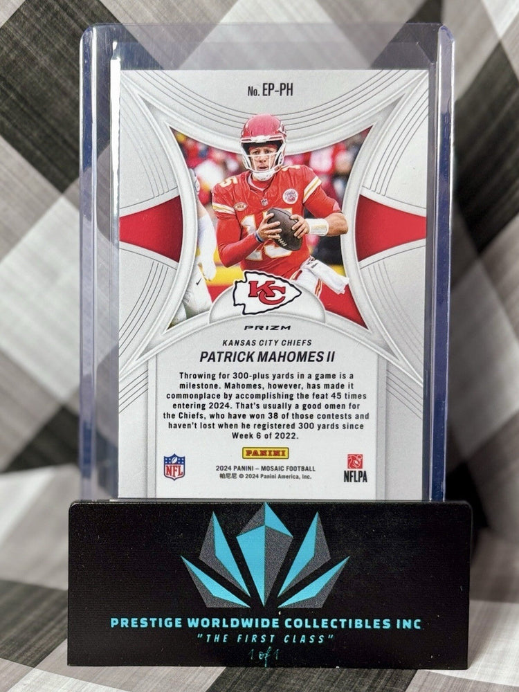 Patrick Mahomes 2024 Panini Mosaic Epic Performers Silver Mosaic #EP-PH Chiefs (ONLINE ORDER ONLY)