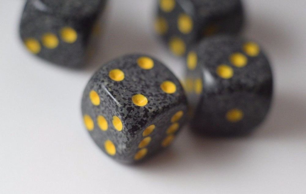 Urban Camo Speckled 16mm D6 Pipped | Sold Per Die (Black/Grey/Yellow)