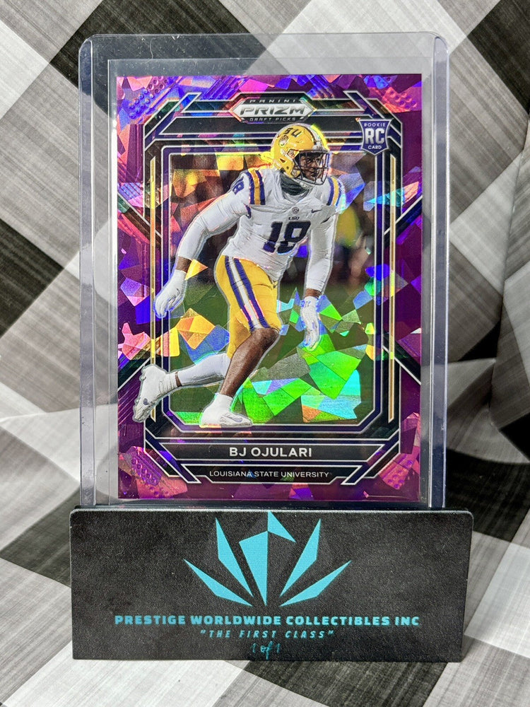 BJ Ojulari 2023 Prizm Draft Picks Purple Cracked Ice Rookie /149 #165 LSU & ARI (ONLINE ORDER ONLY)
