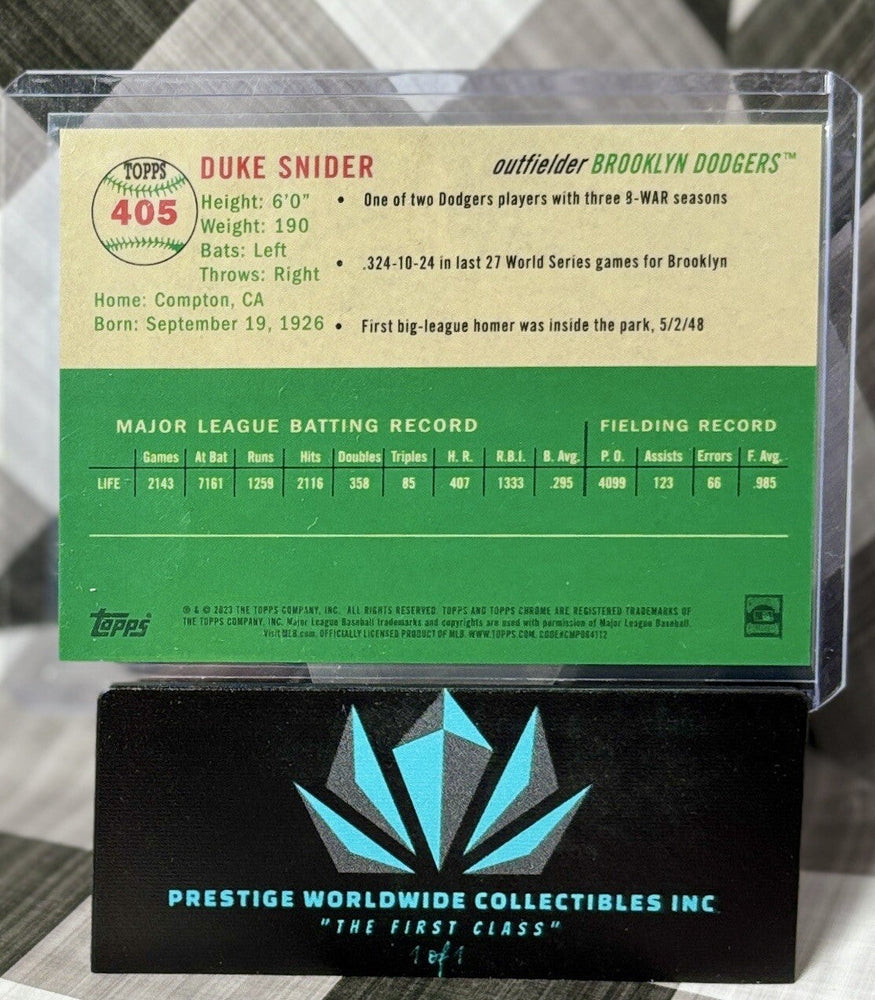 Duke Snider 2023 Topps Chrome Platinum Topps Refractor /499 #405 LA Dodgers HoF (ONLINE ORDER ONLY)