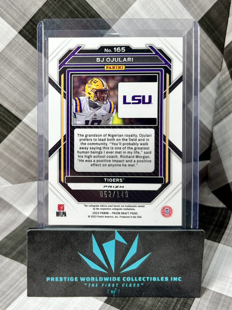 BJ Ojulari 2023 Prizm Draft Picks Purple Cracked Ice Rookie /149 #165 LSU & ARI (ONLINE ORDER ONLY)