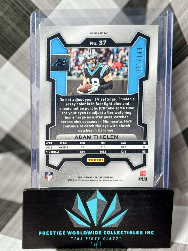Adam Thielen 2023 Panini Prizm Red Wave Prizm /149 #37 Panthers & Vikings (ONLINE ORDER ONLY)