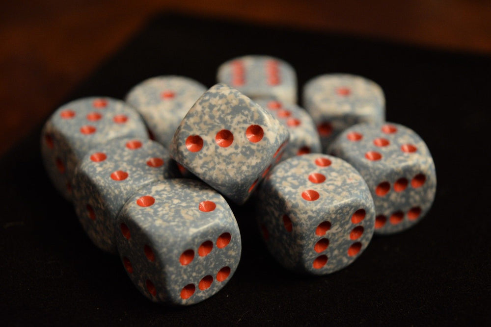 Air Speckled Grey & White w/Red Pips Chessex | White/Grey/Red (sold per die) (Online Only)