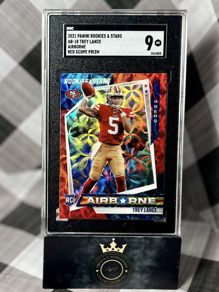 Trey Lance 2021 Rookies & Stars Airborne Red Scope Prizm SGC 9 #AB-18 DAL & SF (ONLINE ORDER ONLY)