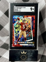 Trey Lance 2021 Rookies & Stars Airborne Red Scope Prizm SGC 9 #AB-18 DAL & SF (ONLINE ORDER ONLY)