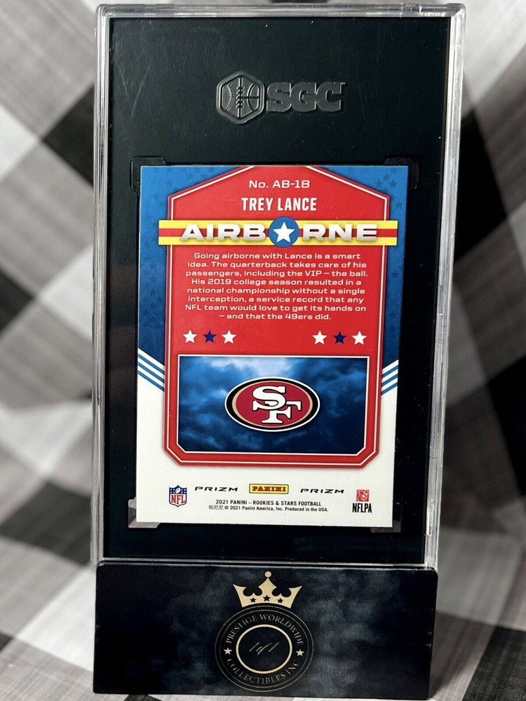 Trey Lance 2021 Rookies & Stars Airborne Red Scope Prizm SGC 9 #AB-18 DAL & SF (ONLINE ORDER ONLY)