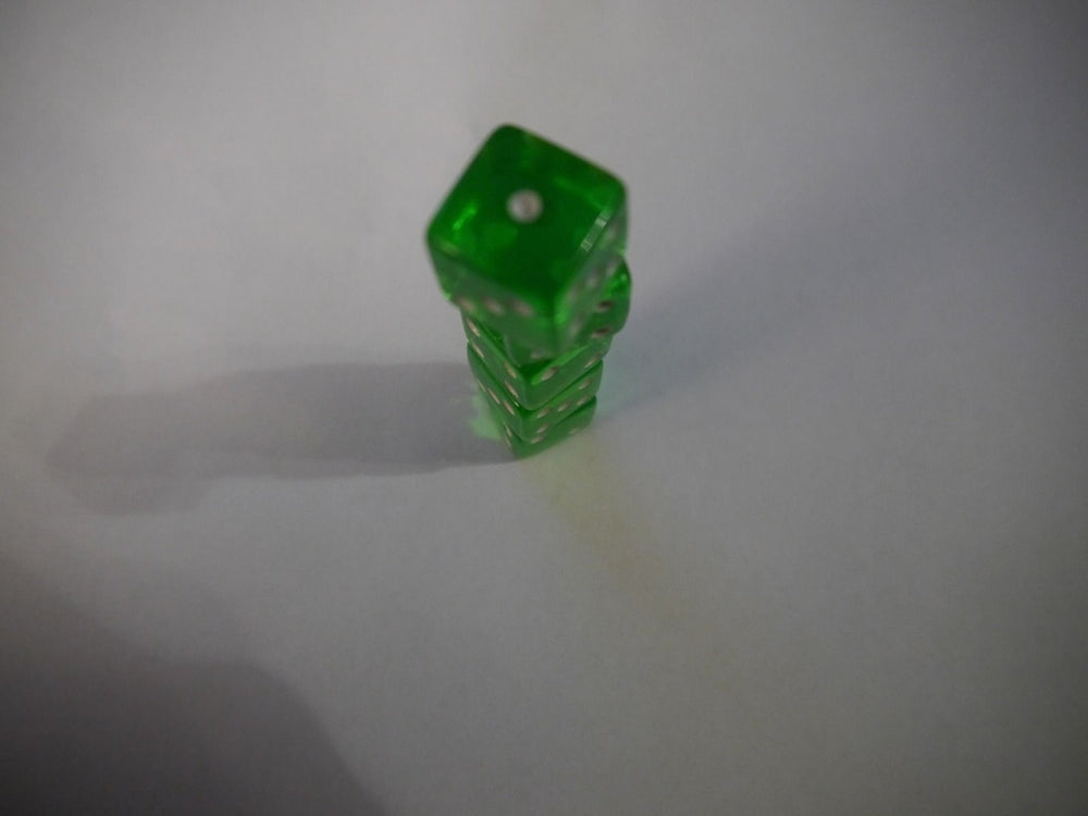NEW Set of 5 Green Transparent Large Casino Size 19mm Dice Green Great Quality (Online Only)