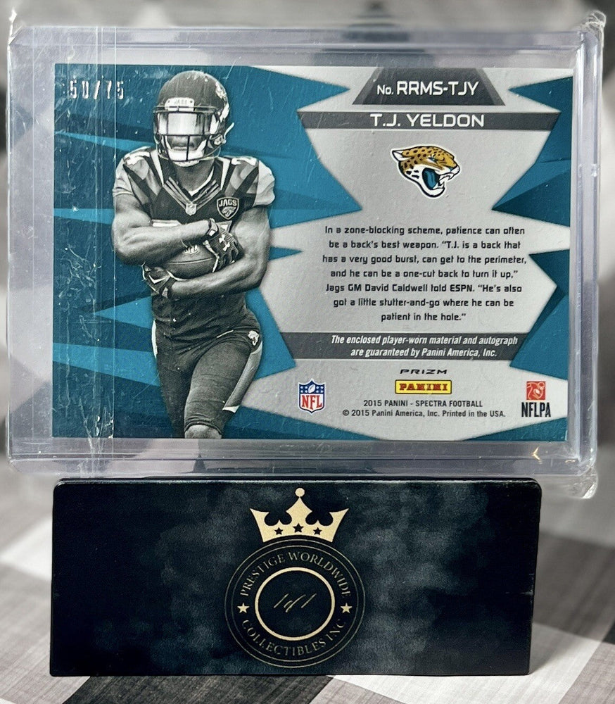 TJ Yeldon 2015 Spectra Radiant Rookie Patch Auto /75 #RRMS-TJY Jaguars RPA RC (ONLINE ORDER ONLY)