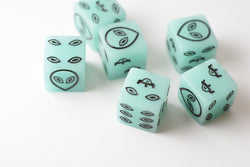 NEW Green Dice with Black Aliens GLOWS Dice 6 Sided Bunco RPG D6 16mm Roll (Online Only)