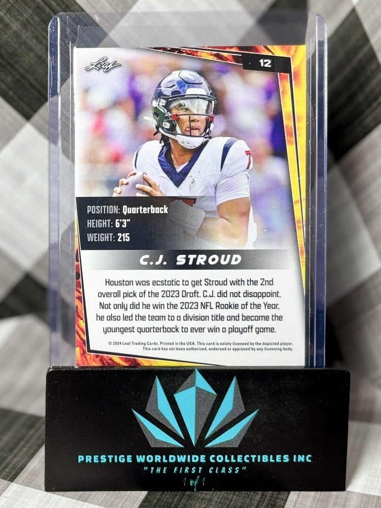 CJ Stroud 2024 Leaf Football Base Rookie #12 Houston Texans RC & Ohio State (ONLINE ORDER ONLY)