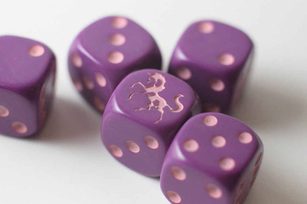 NEW Purple Dice with Pink Unicorns Dice 6 Sided Bunco RPG D6 16mm Roll (Online Only)