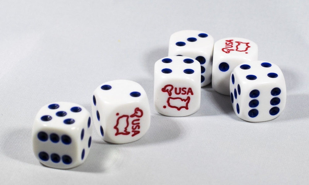 New (6) United States of America Dice Patriotic Bunco Gaming 16mm D6 Yahtzee (Online Only)