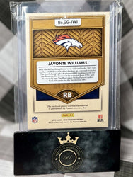 Javonte Williams 2022 Gold Standard Gold Gear 2nd Yr Patch /299 #GG-JWI Broncos (ONLINE ORDER ONLY)