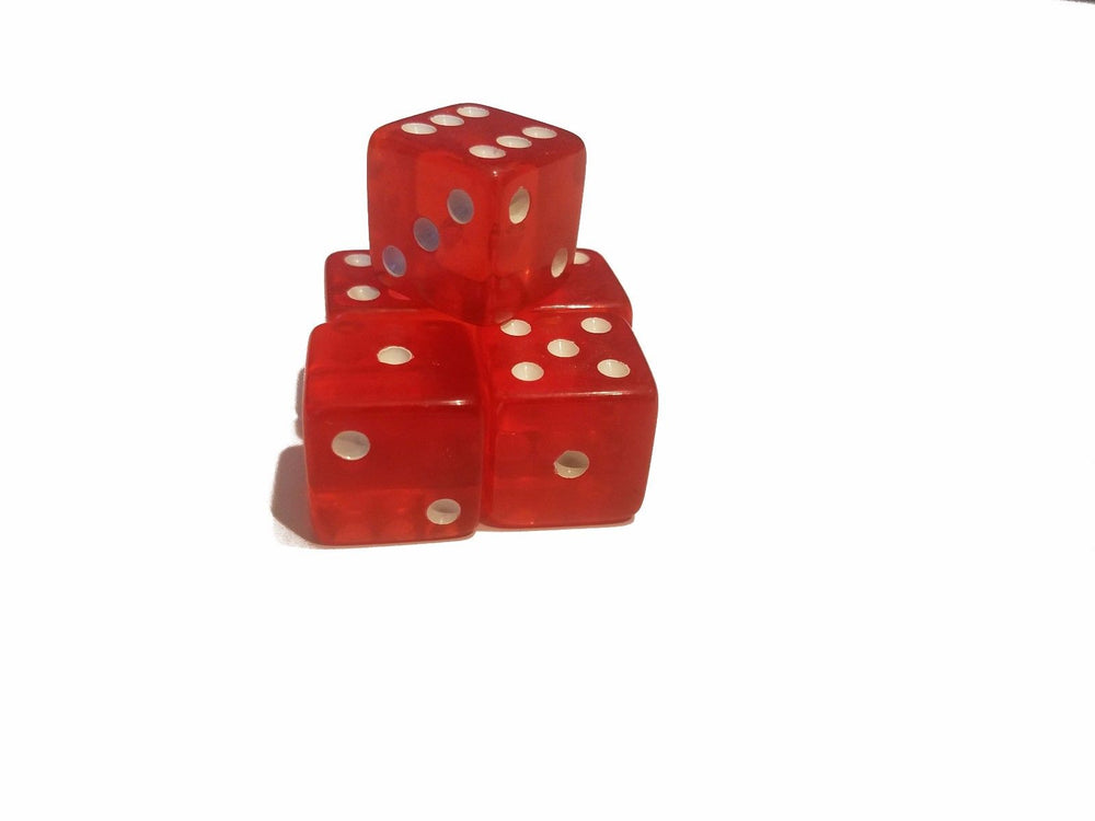 5 BRAND NEW Red DICE 19mm 5 Great DICE Casino PLAY Home Games Crafts BIG FUN (Online Only)