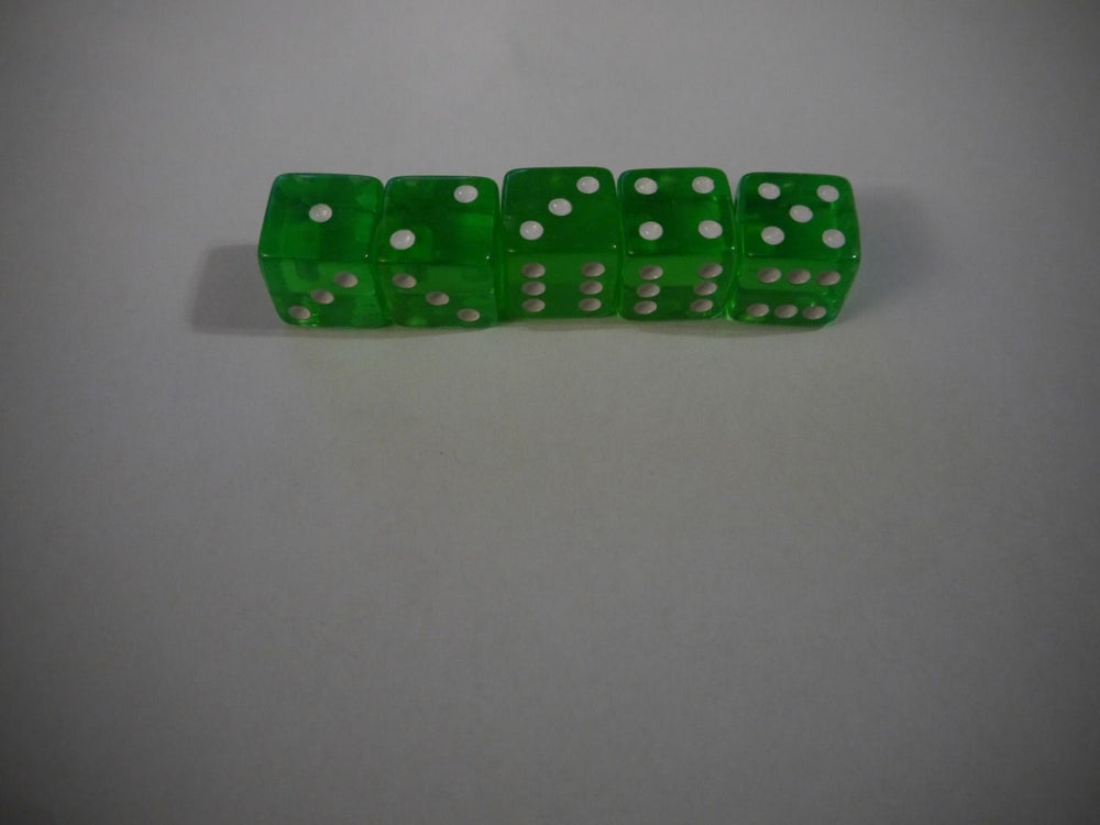 NEW Set of 5 Green Transparent Large Casino Size 19mm Dice Green Great Quality (Online Only)